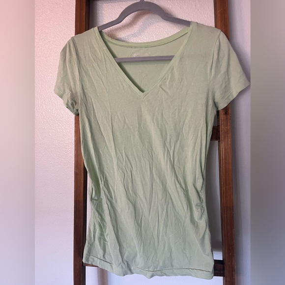 GAP Tops - GapMaternity Light Green Knit V-Neck Short Sleeve T-Shirt M